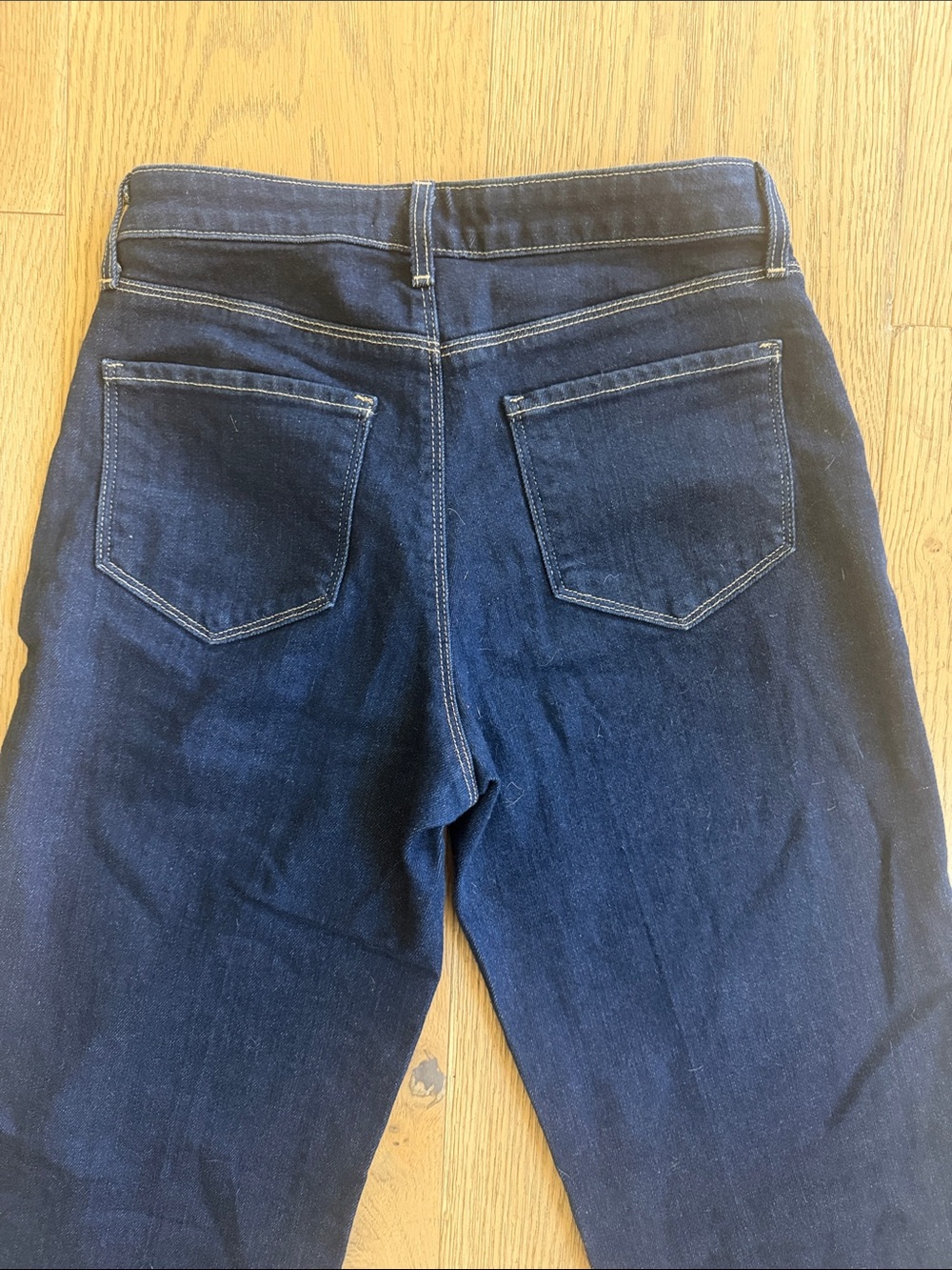 L'AGENCE Dark Blue High-Rise Wide Leg Jeans with Front Patch Pockets - Picture 6 of 8